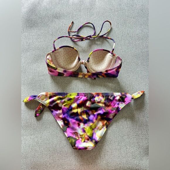 Victoria’s Secret Push Up Halter Bikini Set Tie Dye Multi Color Size S / 32A - Picture 7 of 8